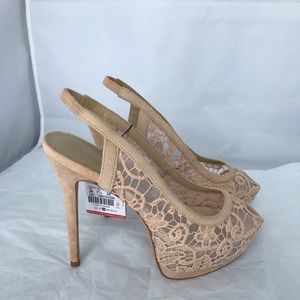 New Zara Blush lace platform peep toe Size 7.5